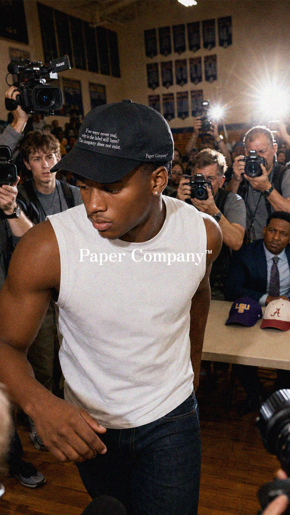 Paper Company Staff Cap — leaving the signing ceremony